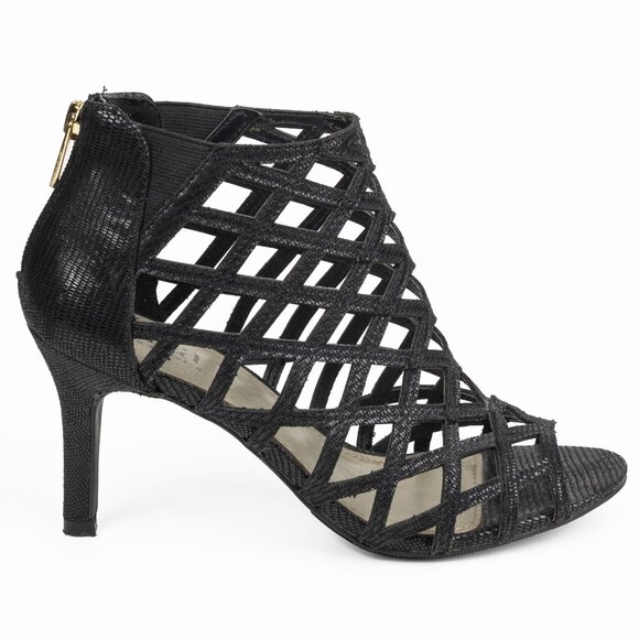 a.n.a Caroline Black Lattice Design Peep Toe High Heel Sandals Black 6.5 - Picture 6 of 14
